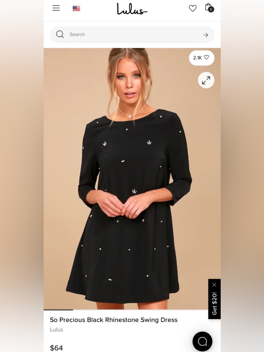 Lulu's Black “so precious rhinestone” Embellished Mini swing Dress